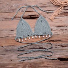 Knitted Bra Top Bikini Set Handemade Crochet