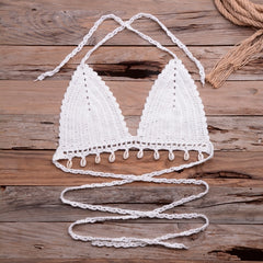 Knitted Bra Top Bikini Set Handemade Crochet