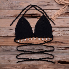 Knitted Bra Top Bikini Set Handemade Crochet