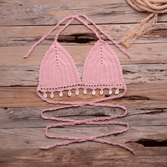 Knitted Bra Top Bikini Set Handemade Crochet