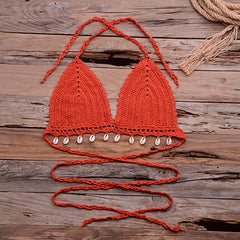Knitted Bra Top Bikini Set Handemade Crochet