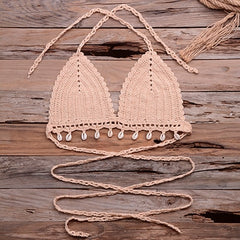 Knitted Bra Top Bikini Set Handemade Crochet