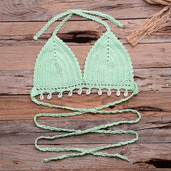 Knitted Bra Top Bikini Set Handemade Crochet