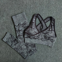 2Pcs Yoga Set Seamless Camouflage set