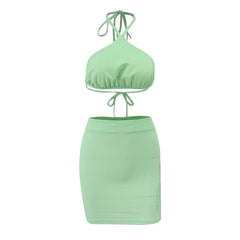 Green Mini Skirts Set