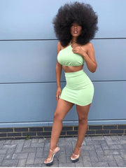 Green Mini Skirts Set