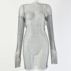 Crystal Diamond Sexy Bodycon mesh Dress