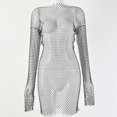 Crystal Diamond Sexy Bodycon mesh Dress