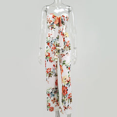 Floral Crop Top Long Pant Two Piece Set