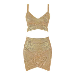 Gold 2 Pieces Set Foiling dress