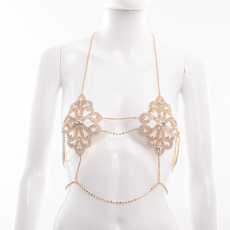 Rhinestone Flower Style Camis Crop Tops