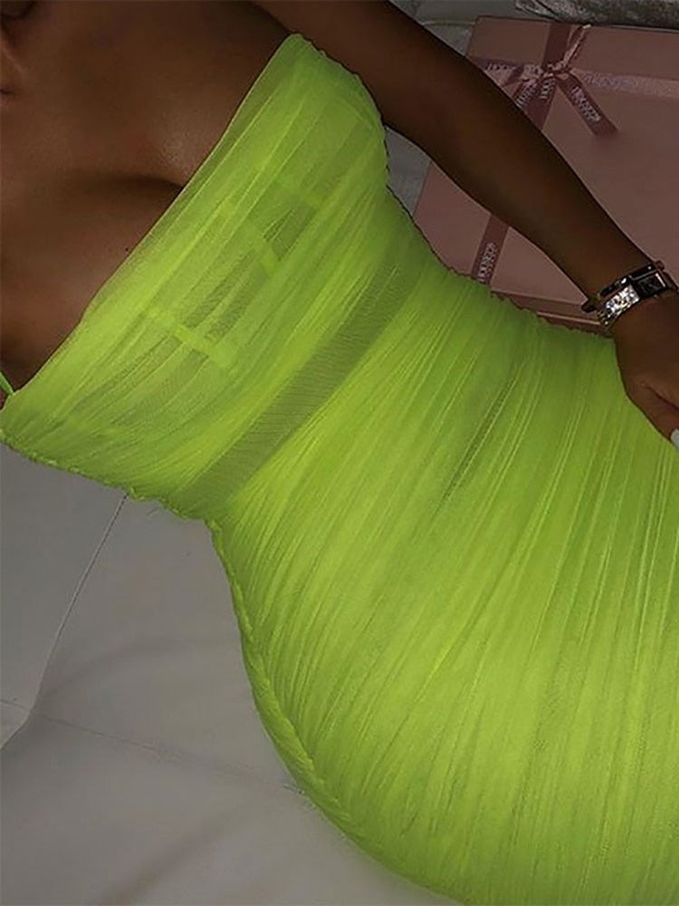 Mesh Summer Dress Spaghetti Strap