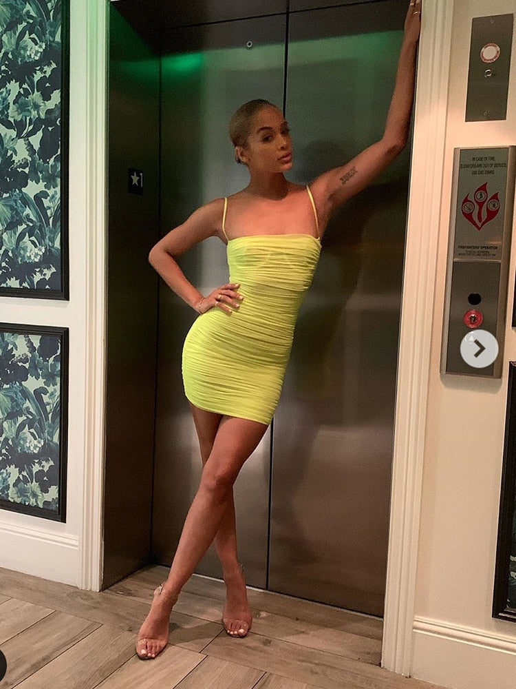 Mesh Summer Dress Spaghetti Strap