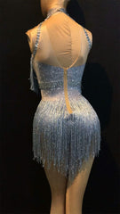 6 Colors Sparkly Rhinestones Tassel Leotard