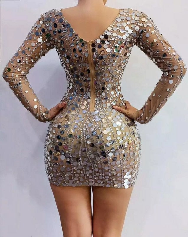 Sequin crystals and mirrors dress