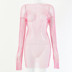 Crystal Diamond Sexy Bodycon mesh Dress