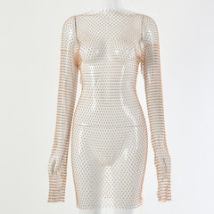 Crystal Diamond Sexy Bodycon mesh Dress