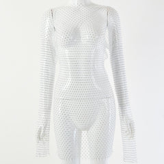 Crystal Diamond Sexy Bodycon mesh Dress