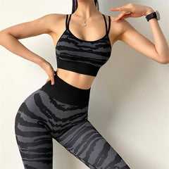 Zebra Striped Yoga Set Two Piece