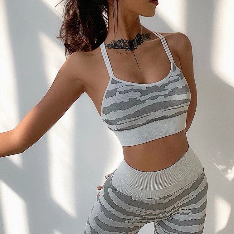 Zebra Striped Yoga Set Two Piece