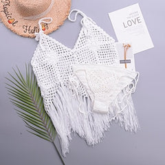 Knit Crochet Tassel Sexy Beach Bustier Crop Top