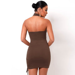 Cross Halter Cut-Out Bandage Sexy Mini Dress