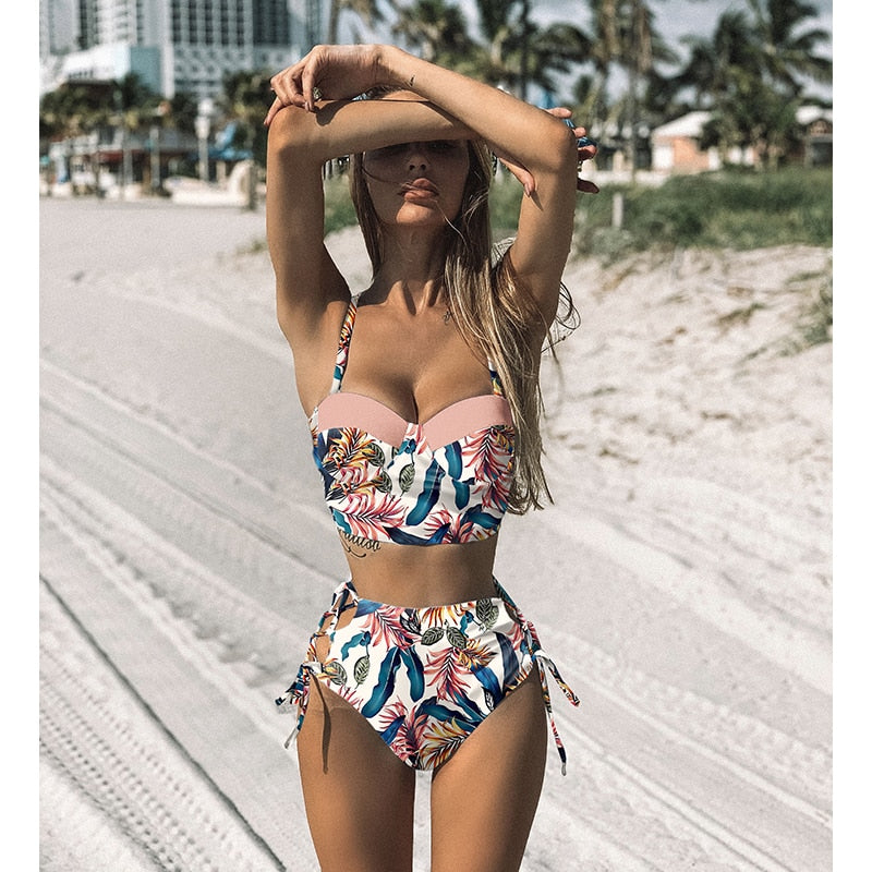 High Waist Bikini Set Floral
