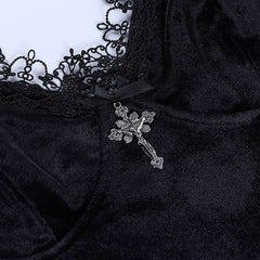 Gothic Dark Cross Black Mini Dress