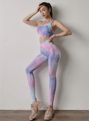 Tie-dye Women Yoga Sets Two Piece