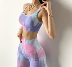 Tie-dye Women Yoga Sets Two Piece