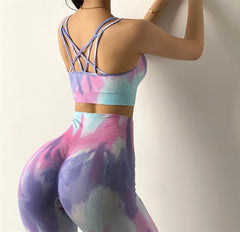 Tie-dye Women Yoga Sets Two Piece