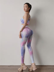 Tie-dye Women Yoga Sets Two Piece