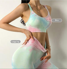 Tie-dye Women Yoga Sets Two Piece