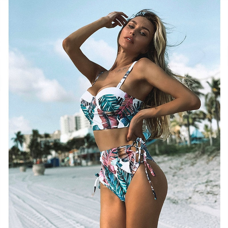 High Waist Bikini Set Floral
