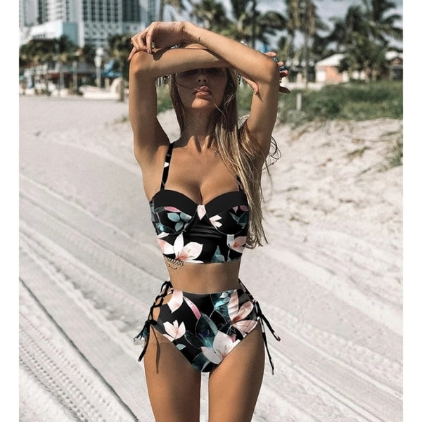 High Waist Bikini Set Floral