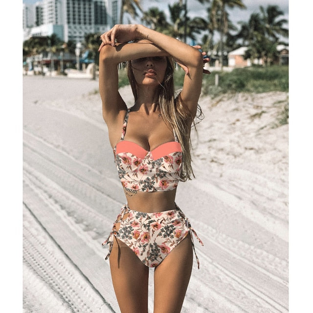 High Waist Bikini Set Floral