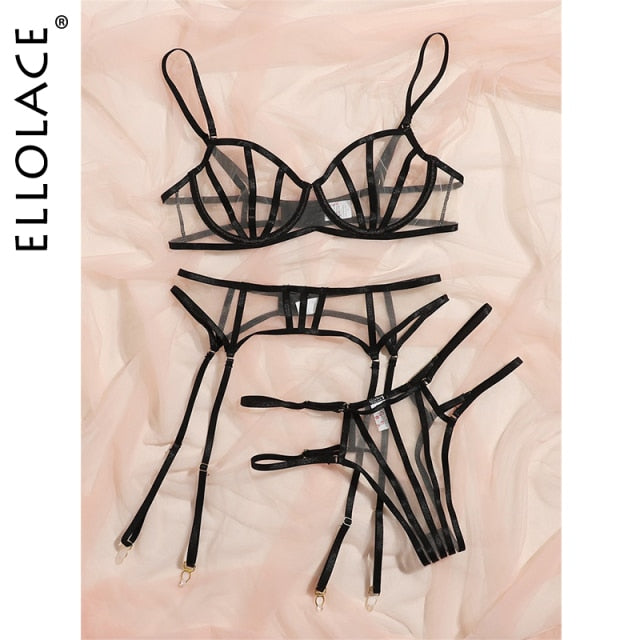 Push up Set Woman 3 Pieces Underwire Erotic Lingerie set