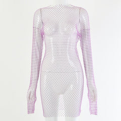 Crystal Diamond Sexy Bodycon mesh Dress