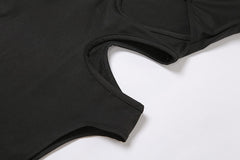 Black Halter Cut Out Hight Waist Split Long Dress