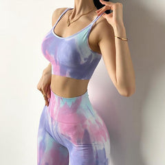 Tie-dye Women Yoga Sets Two Piece
