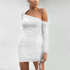 See Through Dress Mesh One Shoulder