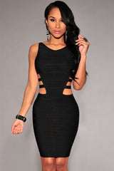 Bandage Black Sexy Empire Hollow Out V-Neck Sleeveless