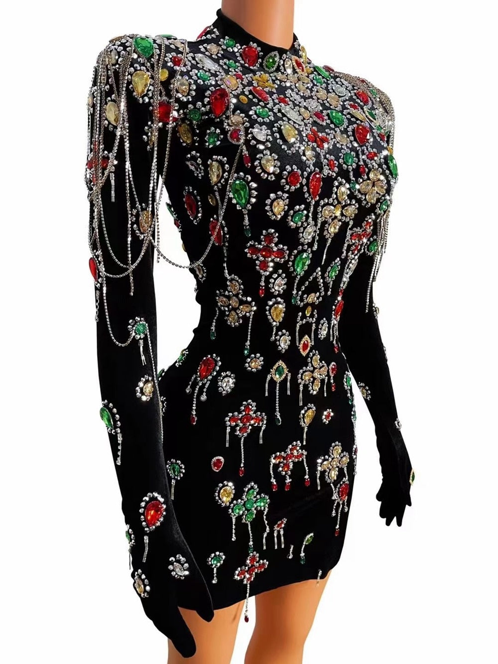 Isabella Royale Jewel Crystal Cascade Mini Dress
