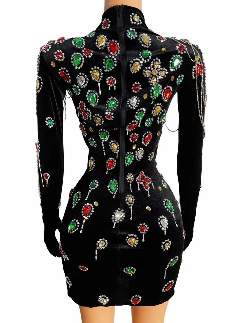 Isabella Royale Jewel Crystal Cascade Mini Dress