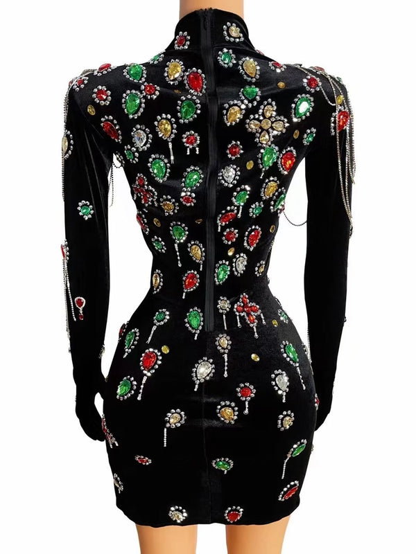 Isabella Royale Jewel Crystal Cascade Mini Dress