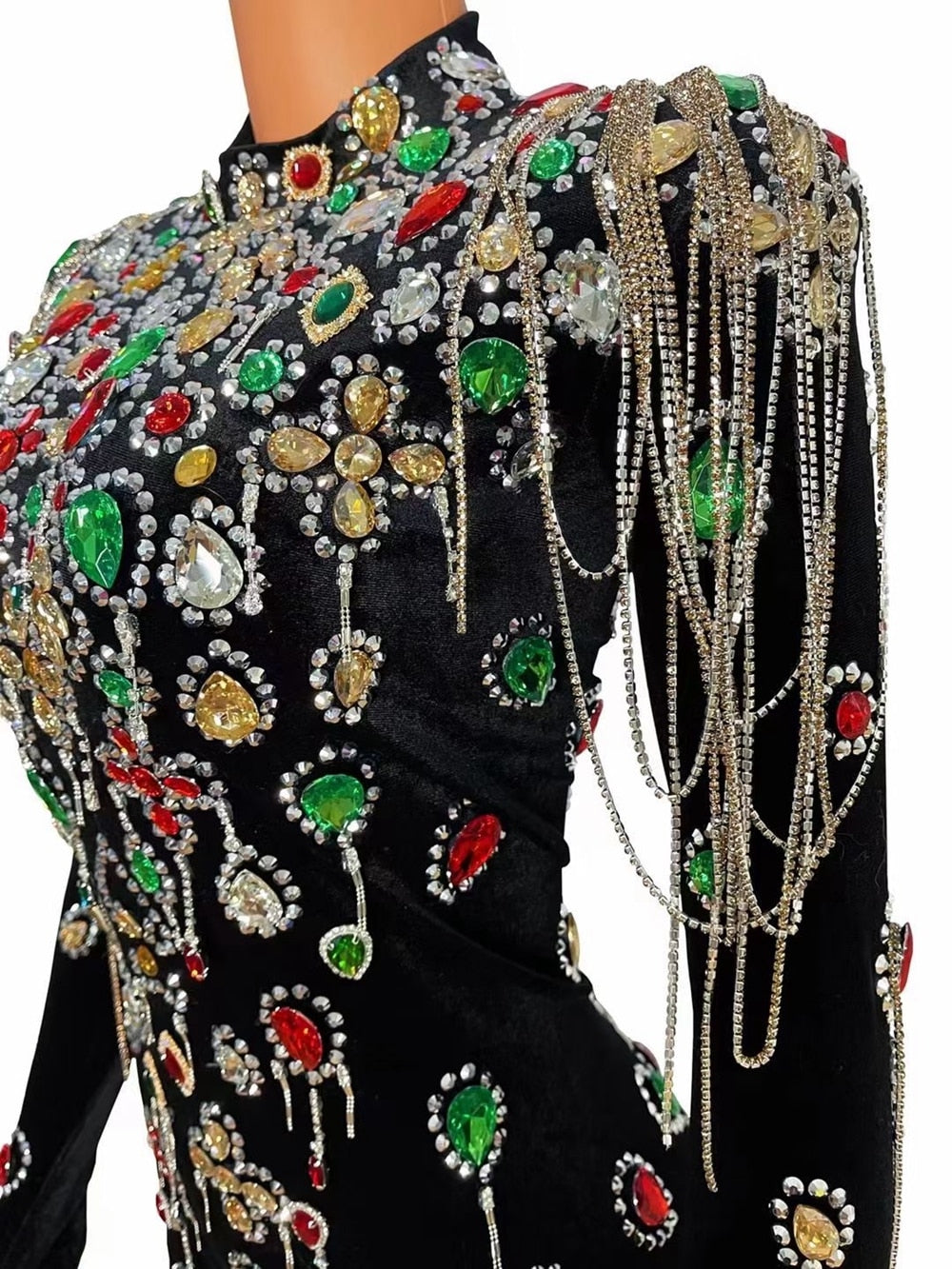 Isabella Royale Jewel Crystal Cascade Mini Dress