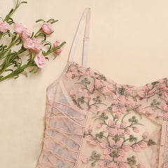 Floral Embroidery Bodysuit Transparent