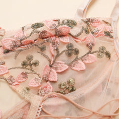 Floral Embroidery Bodysuit Transparent