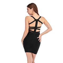 Bandage Black Sexy Empire Hollow Out V-Neck Sleeveless