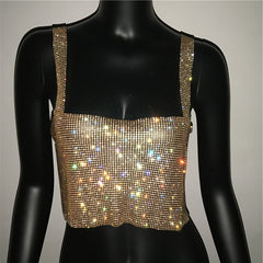Glitter Nightclub Backless Rhinestone Tank Top